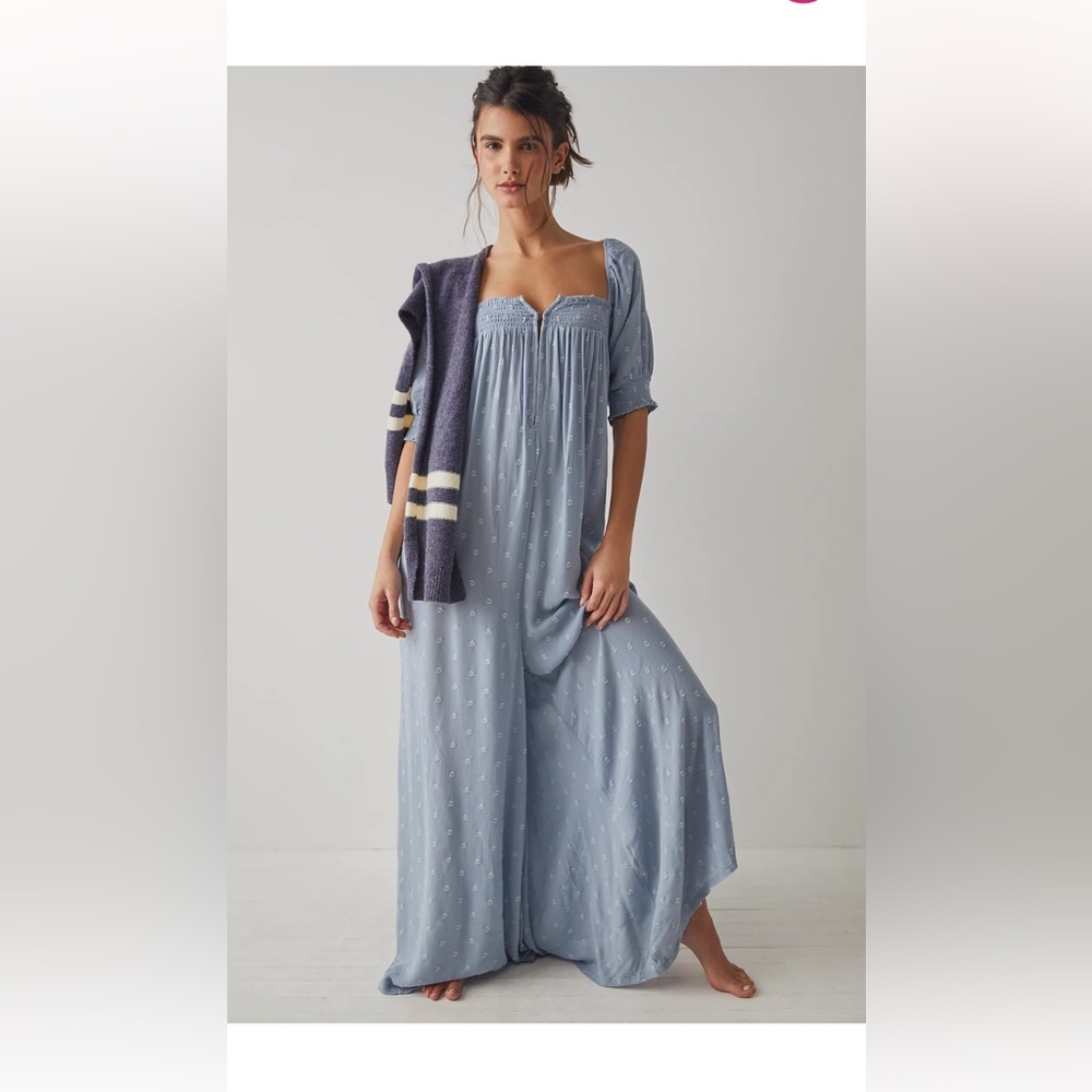 NWT free people “last chance romper” color: intimately blue size: small